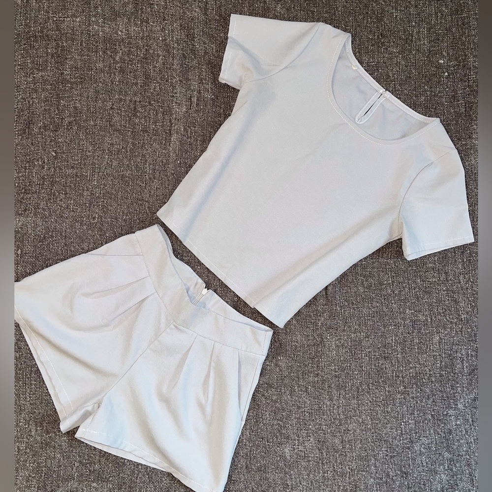 2 Piece Grey Shorts Set